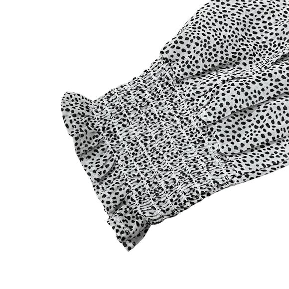 White Polka Dotted Long Sleeve Blouse by Japna - Picture 6 of 7